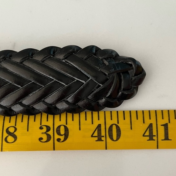 New! 100% Black Leather Braided Belt Size 36 Matte Silvertone Hardware Western - Picture 8 of 9